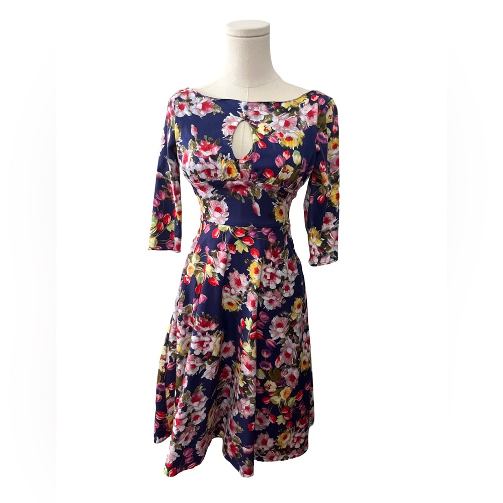 Unique Vintage - Floral 1950’s Swing dress - XS